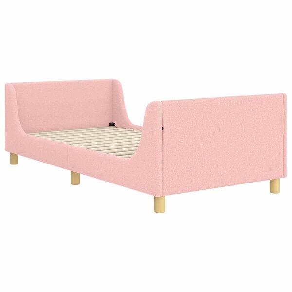 vidaXL Cama para ni&ntilde;os con cabecero Rosa 90 x 190 cm Tela de Oveja