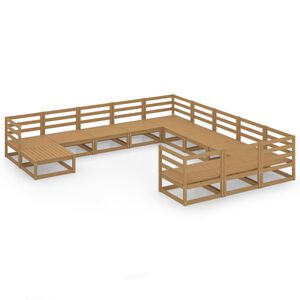 vidaXL Juego de muebles de jard&iacute;n 12 piezas madera maciza de pino