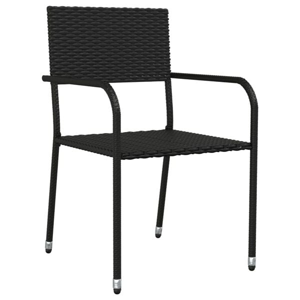 vidaXL Juego de comedor de jard&iacute;n 7 pzas rat&aacute;n sint&eacute;tico y acero negro
