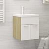 vidaXL Mueble con lavabo aglomerado blanco y roble Sonoma