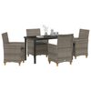 vidaXL Conjunto de Comedor de Jard&iacute;n 5 pcs Gris rat&aacute;n sint&eacute;tico