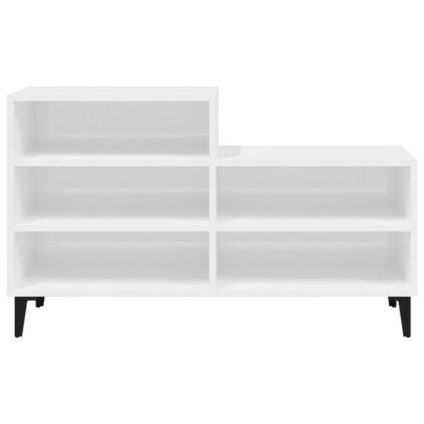 vidaXL Mueble zapatero madera contrachapada blanco brillo 102x36x60 cm
