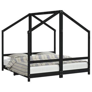 vidaXL Estructura de cama para ni&ntilde;os madera de pino negro 80x160 cm