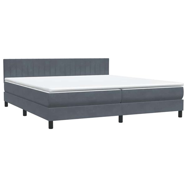 vidaXL Cama box spring con colch&oacute;n terciopelo gris oscuro 180x210 cm