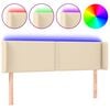 vidaXL Cabecero con LED de tela crema 147x16x78/88 cm