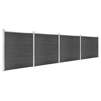 vidaXL Juego de paneles de valla WPC negro 699x186 cm