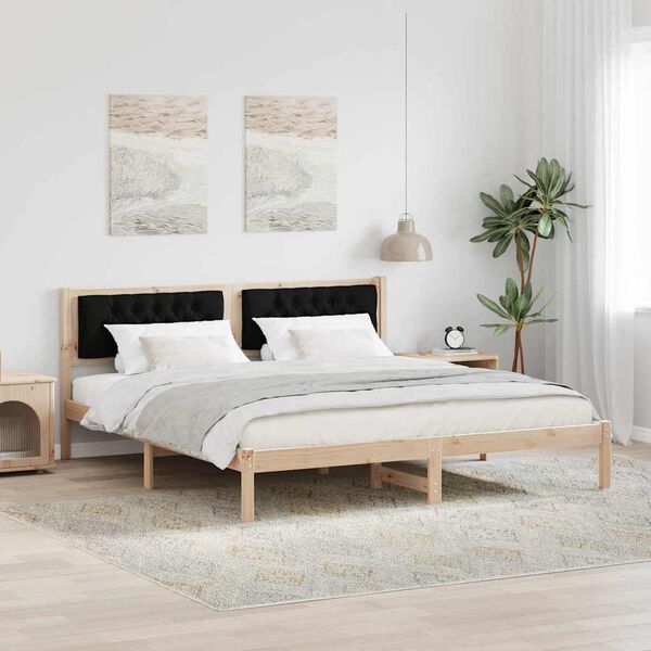 vidaXL Estructura de cama Negro 160 x 200 cm Madera de pino macizo