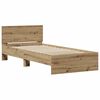 vidaXL Estructura de cama con cabecera Roble artesanal 90 x 200 cm
