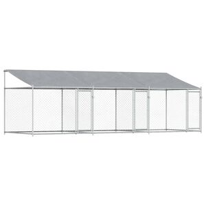 vidaXL Jaula de perros techo y puertas acero galvanizado gris 6x2x2 m