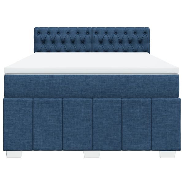vidaXL Cama box spring con colch&oacute;n tela azul 160x200 cm