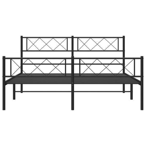 vidaXL Estructura cama sin colch&oacute;n con estribo metal negro 140x200 cm