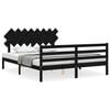 vidaXL Estructura de cama con cabecero madera maciza negro 160x200 cm