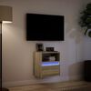 vidaXL Mueble de TV de pared con luces LED roble Sonoma 41x31x45 cm