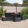 vidaXL Conjunto de sof&aacute; de jard&iacute;n 6 pcs Negro Polirat&aacute;n