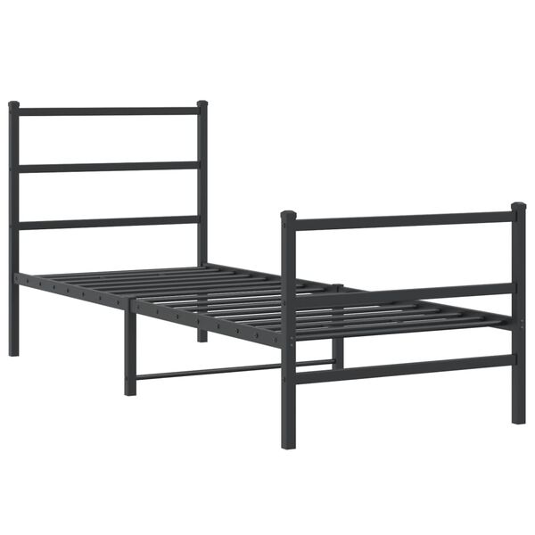 vidaXL Estructura cama sin colch&oacute;n con estribo metal negro 75x190 cm