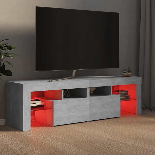 vidaXL Mueble de TV con luces LED gris hormig&oacute;n 140x36,5x40 cm