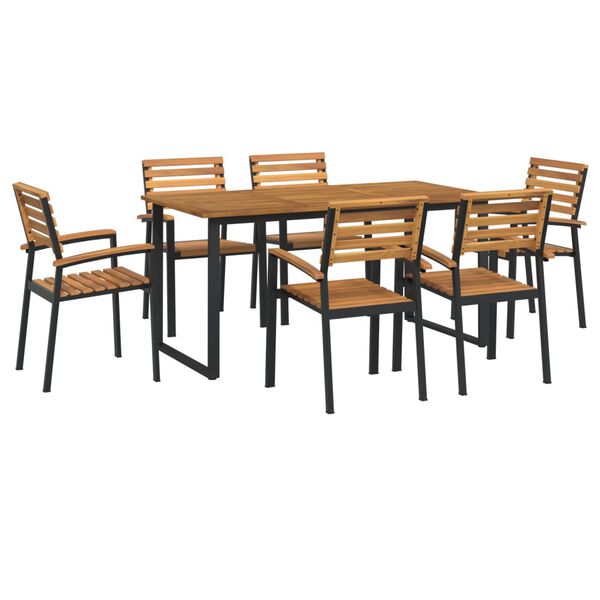 vidaXL Juego de comedor de jard&iacute;n 7 pzas madera maciza acacia y metal
