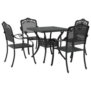 vidaXL Conjunto de mesa de jard&iacute;n 5 pcs Negro Aluminio fundido