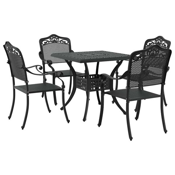 vidaXL Conjunto de mesa de jard&iacute;n 5 pcs Negro Aluminio fundido