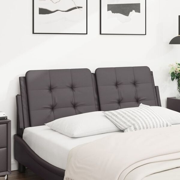 vidaXL Cabecero de cama acolchado Zadar cuero sint&eacute;tico gris 140 cm