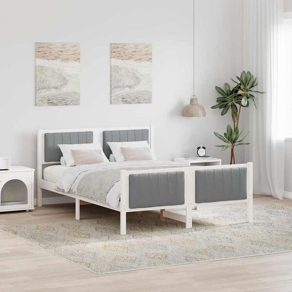 vidaXL Estructura de cama con cabecera y gris claro 140 x 190 cm