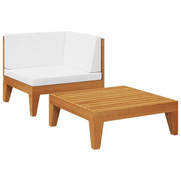 vidaXL Muebles de jard&iacute;n 2 piezas con cojines madera maciza de acacia