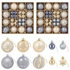 vidaXL Juego de bolas navide&ntilde;as 88 uds. Dorado y gris Di&aacute;m. 6 cm