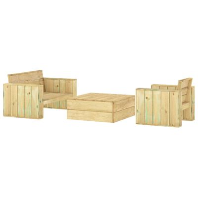vidaXL Set de muebles de jardín 3 pzas madera maciza pino impregnada