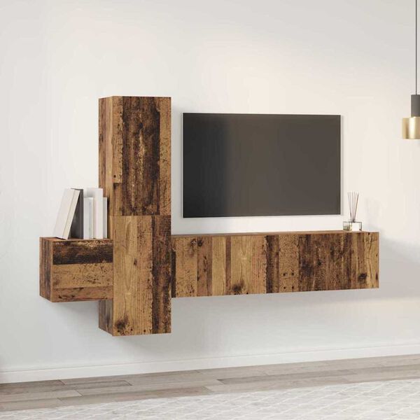 vidaXL Conjunto de mueble de TV 5 pcs Madera envejecida