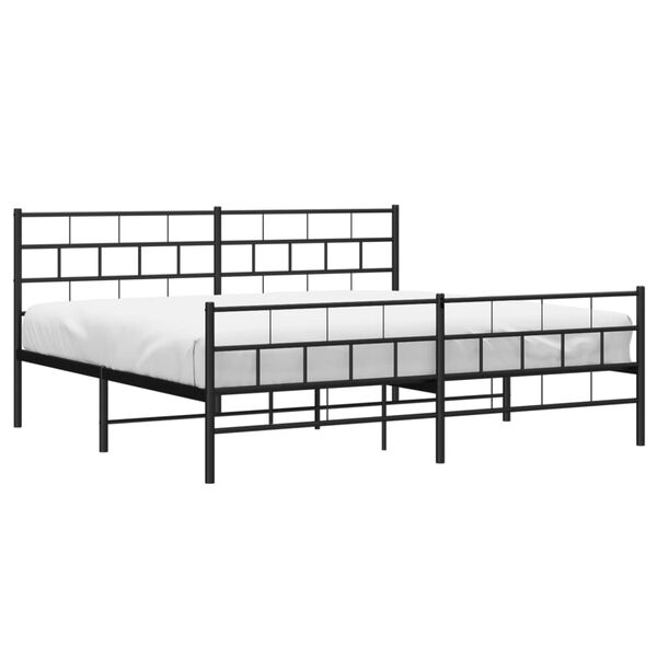 vidaXL Estructura cama sin colch&oacute;n con estribo metal negro 200x200 cm