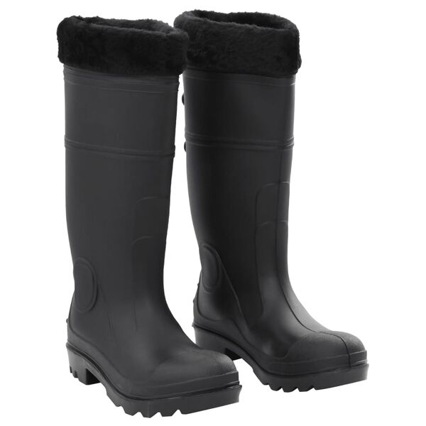 vidaXL Botas de agua con calcetines extraíbles negro número 40 PVC