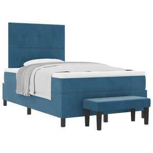 vidaXL Cama tipo Box Spring Azul oscuro 120 x 200 cm Terciopelo