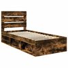 vidaXL Estructura de cama con cabecera Roble ahumado 75 x 190 cm