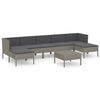 vidaXL Set de muebles de jardín 8 pzas y cojines ratán sintético gris