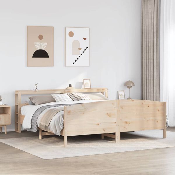 vidaXL Estructura de cama sin colch&oacute;n madera maciza de pino 200x200 cm