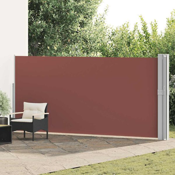 vidaXL Toldo lateral retr&aacute;ctil para patio marr&oacute;n 170x1200 cm