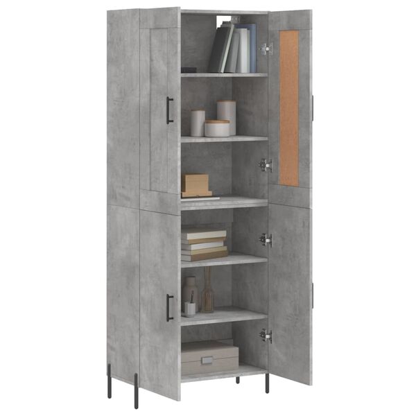 vidaXL Aparador alto madera contrachapada gris hormig&oacute;n 69,5x34x180 cm