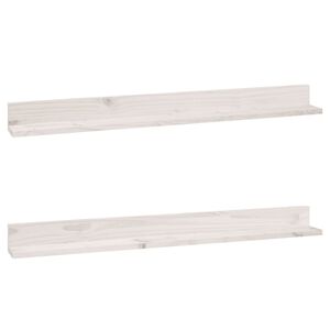 vidaXL Estantes de pared 2 uds madera maciza de pino blanco 110x11x9cm