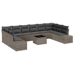 vidaXL Conjunto de sof&aacute; de jard&iacute;n 11 pcs Gris Rattan de Poli&eacute;ster