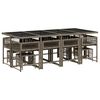 vidaXL Set comedor de jard&iacute;n con cojines 13 pzas rat&aacute;n sint&eacute;tico gris