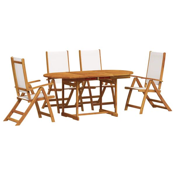 vidaXL Juego comedor de jard&iacute;n 5 pzas madera maciza acacia y textileno