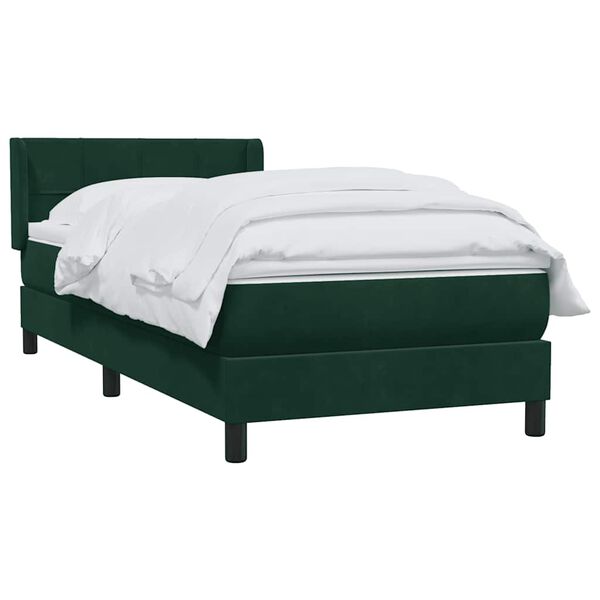 vidaXL Cama box spring con colch&oacute;n terciopelo verde oscuro 80x220 cm