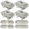 vidaXL Set calentador de comida para buffet 4 piezas acero inoxidable