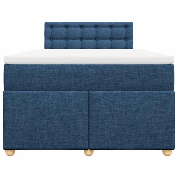 vidaXL Cama box spring con colch&oacute;n tela azul 120x190 cm
