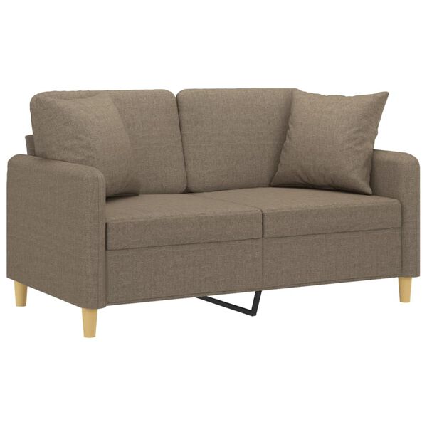 vidaXL Sof&aacute; de 2 plazas con almohadas y cojines tela gris taupe 120 cm