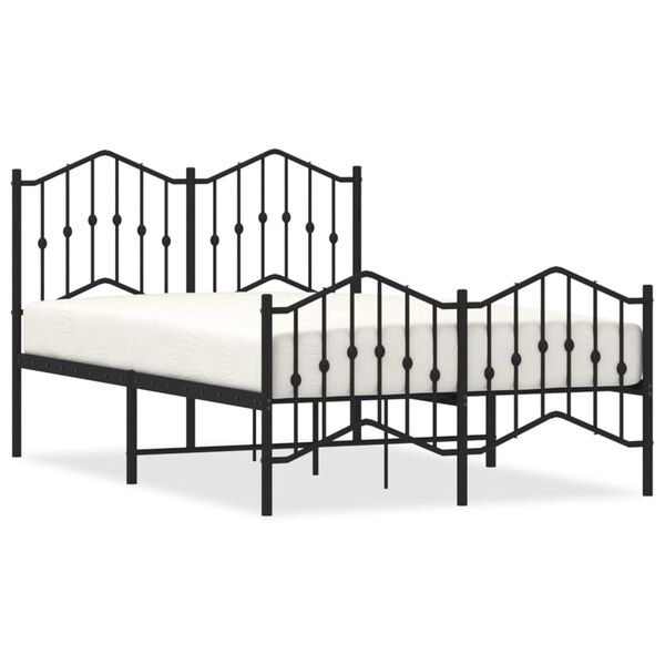 vidaXL Estructura cama sin colch&oacute;n con estribo metal negro 120x200 cm