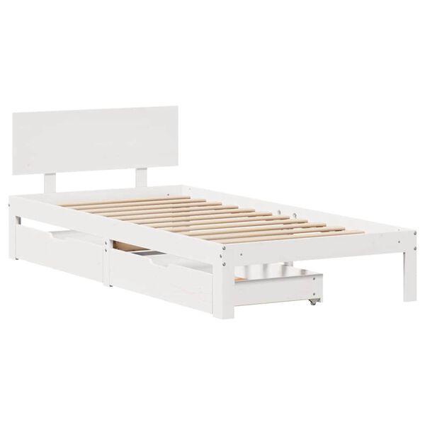 vidaXL Estructura cama con cajones madera maciza pino blanco 100x200cm