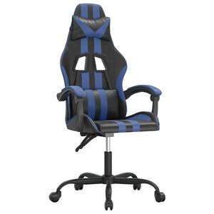 vidaXL Silla gaming giratoria cuero sint&eacute;tico negro y azul