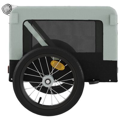 vidaXL Remolque de bicicleta mascotas hierro tela Oxford gris negro