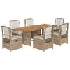 vidaXL Set comedor de jard&iacute;n 7 pzas con cojines rat&aacute;n sint&eacute;tico beige